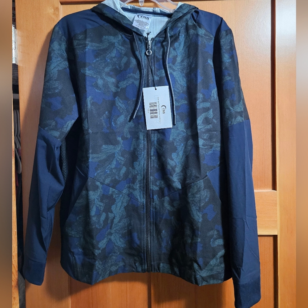 ZYIA Green and Blue Bomber Jacket with Stand-Up Collar